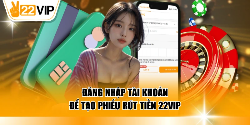 Đăng nhập tài khoản để tạo phiếu rút tiền 22VIP